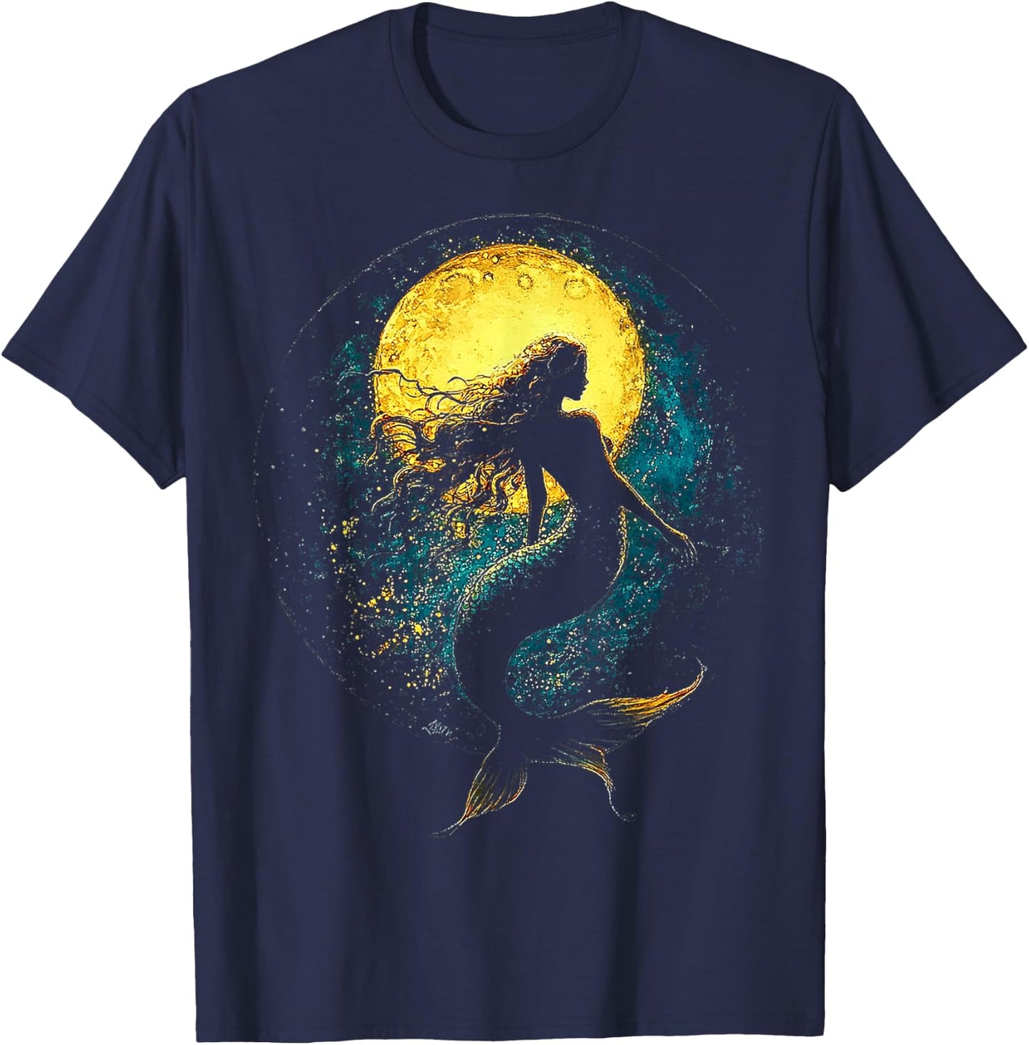 Mermaid Women Mythical Motif Fantasy Girl Art Mermaid T-Shirt - T-Shirt | Navy