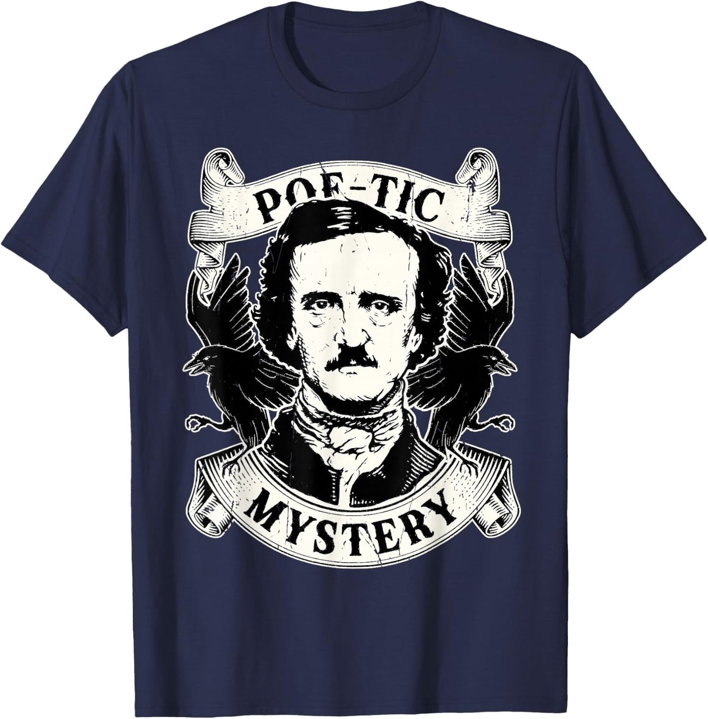 Edgar Allan Poe Gothic Ravens T-Shirt - T-Shirt | Navy
