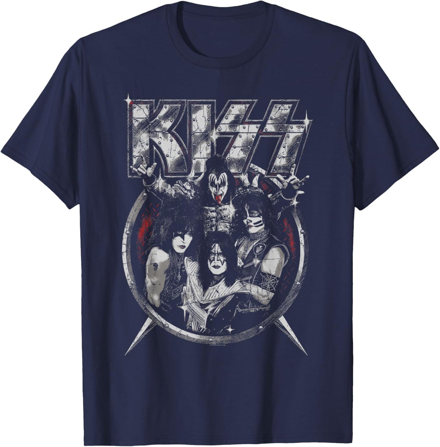 KISS - Heavy Metal Portrait T-Shirt - T-Shirt | Navy