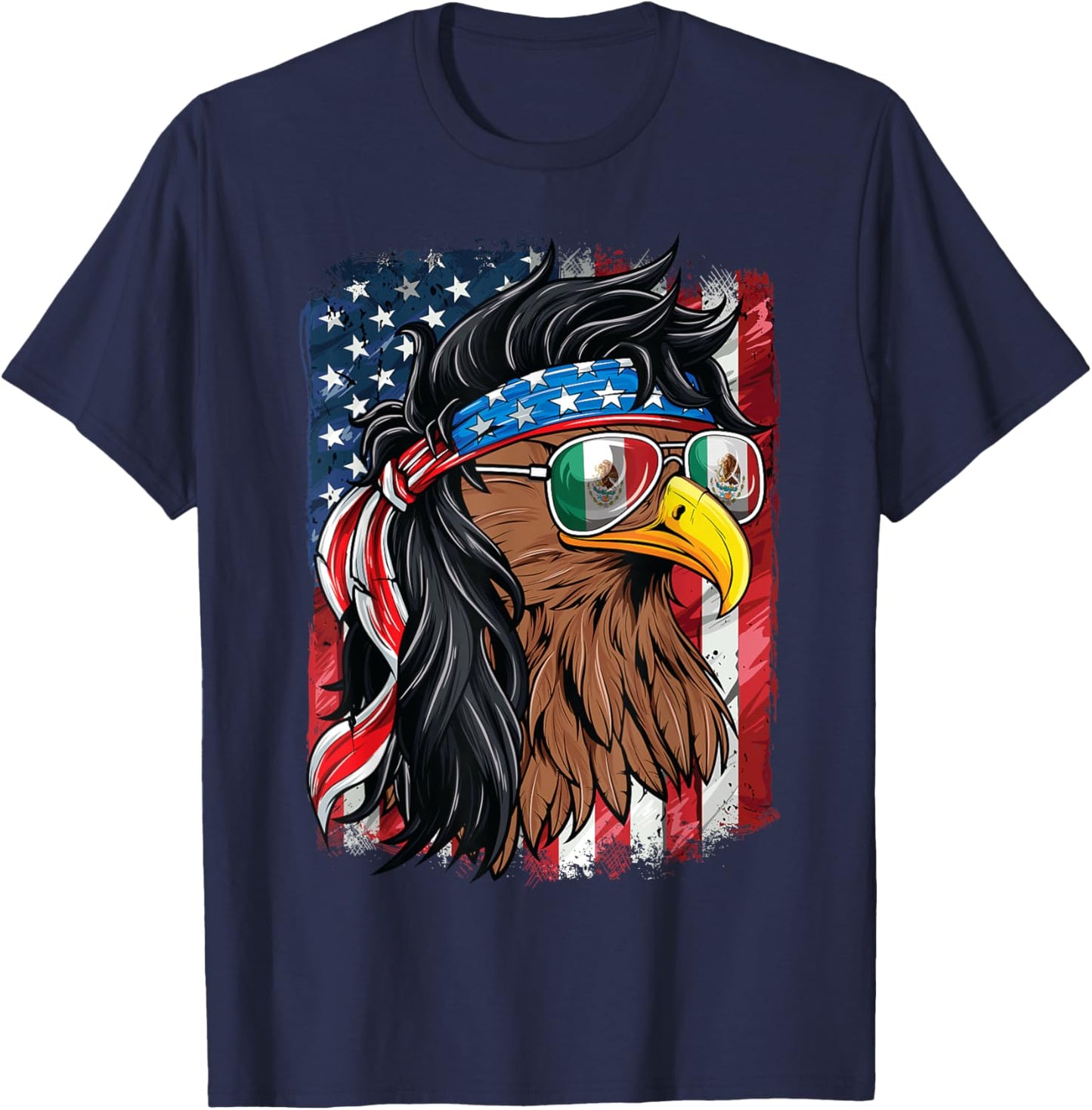 Mexican American Shirt USA Mexican Eagle 4th of July T-Shirt - T-Shirt | Navy