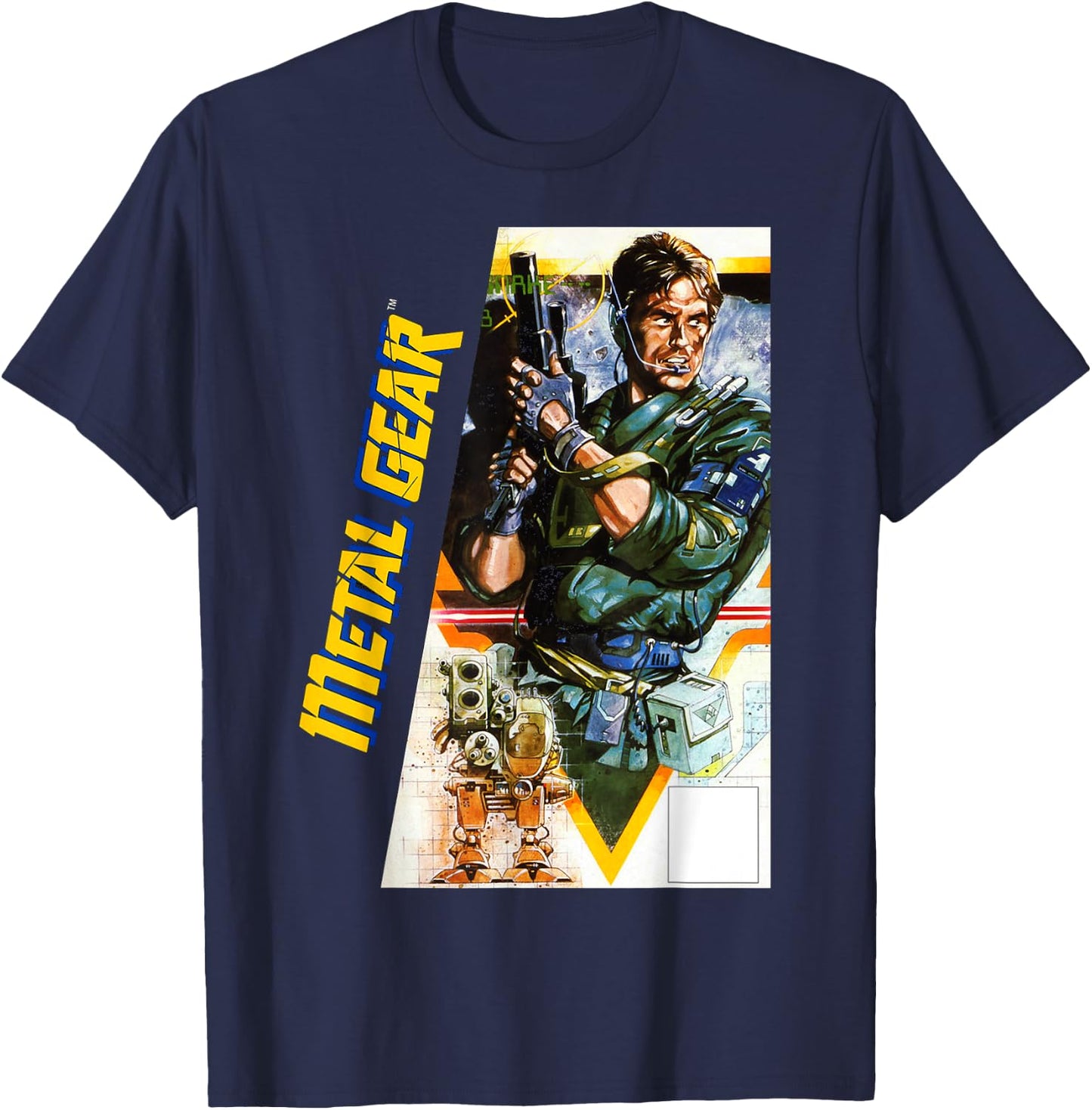 Metal Gear Box Art Tactical Spying Retro Gamer , Black, S T-Shirt - T-Shirt | Navy