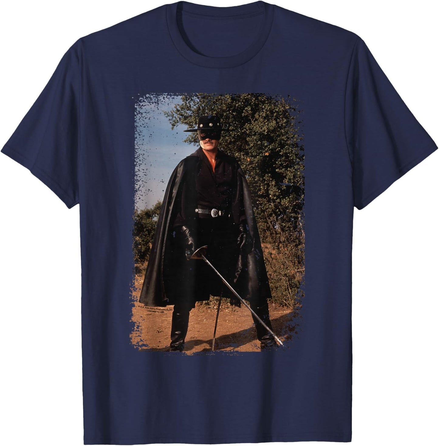 Zorro Sword Pose 1990 TV Series Distressed , Black, S T-Shirt - T-Shirt | Navy