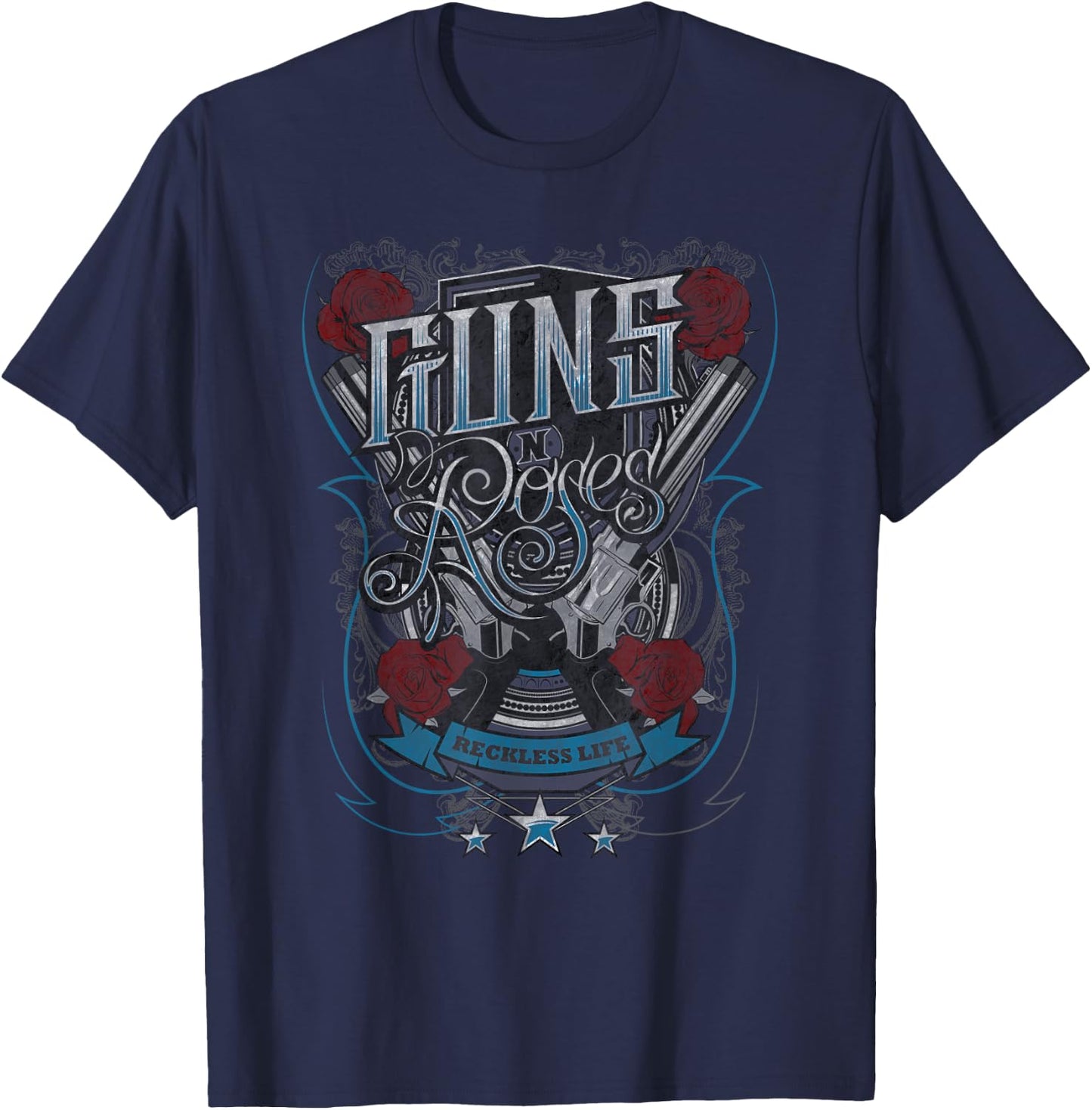 Guns N' Roses Offizielle Reckless Life Guns T-Shirt - T-Shirt | Navy