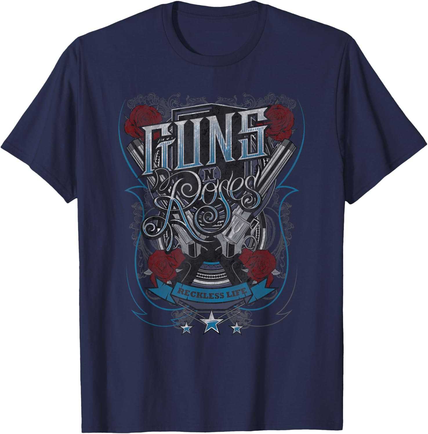 Guns N' Roses Offizielle Reckless Life Guns T-Shirt - T-Shirt | Navy