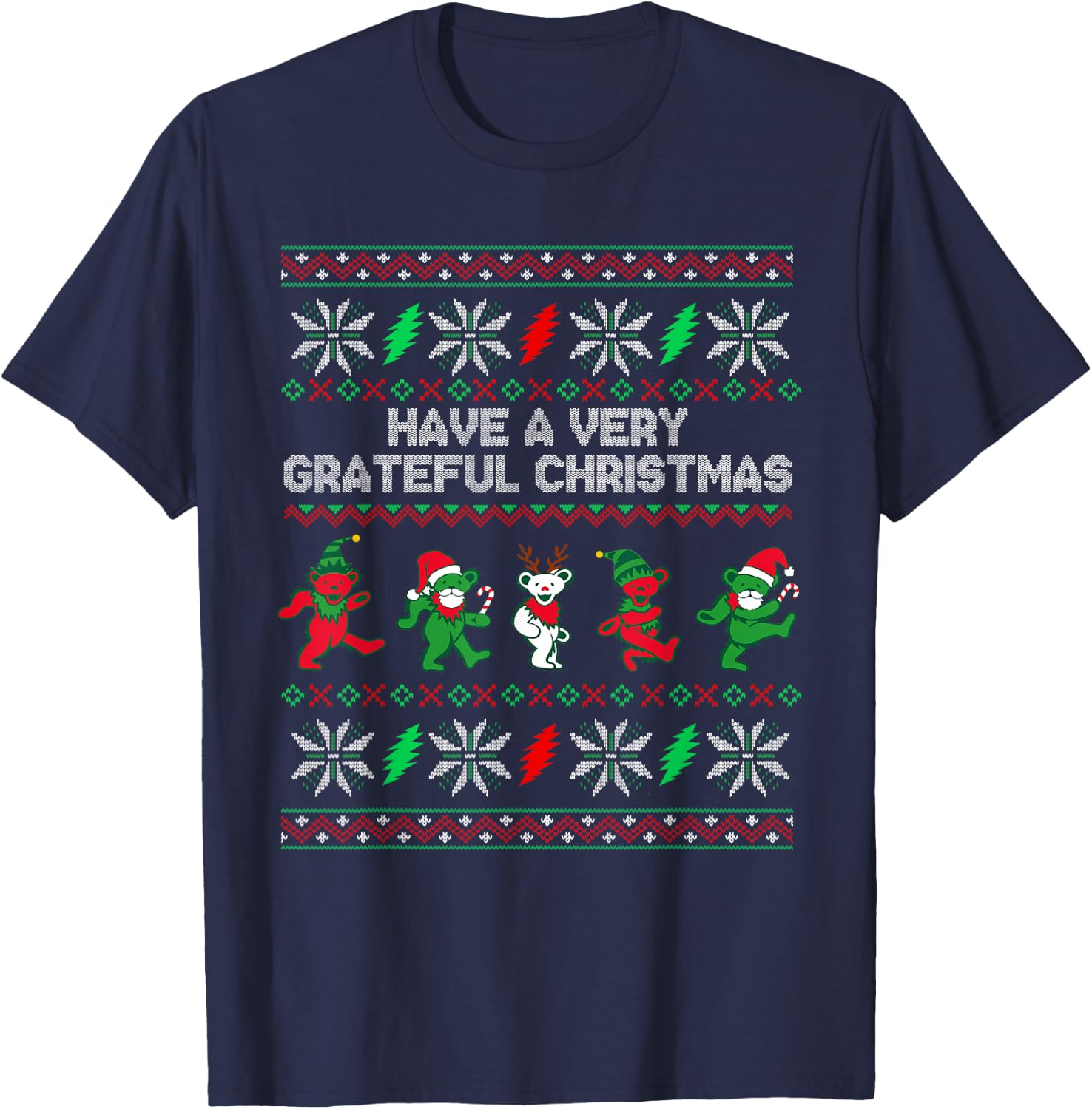 Have A Very Grateful Christmas Funny Bear Ugly Xmas 2022 T-Shirt - T-Shirt | Navy