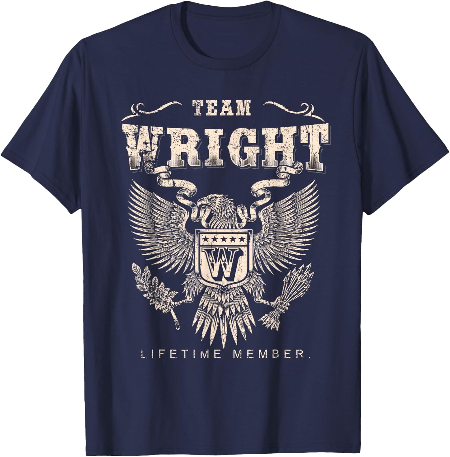 Team Wright Family Name Lifetime Member T-Shirt - T-Shirt | Navy