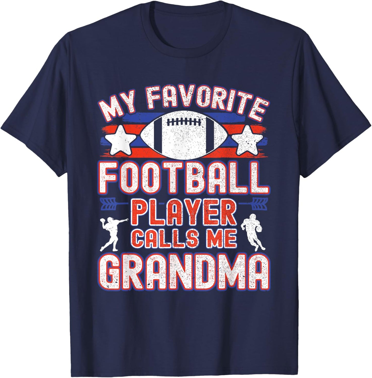 Football Grandma | Favorite Football Player Calls Me Grandma T-Shirt - T-Shirt | Navy