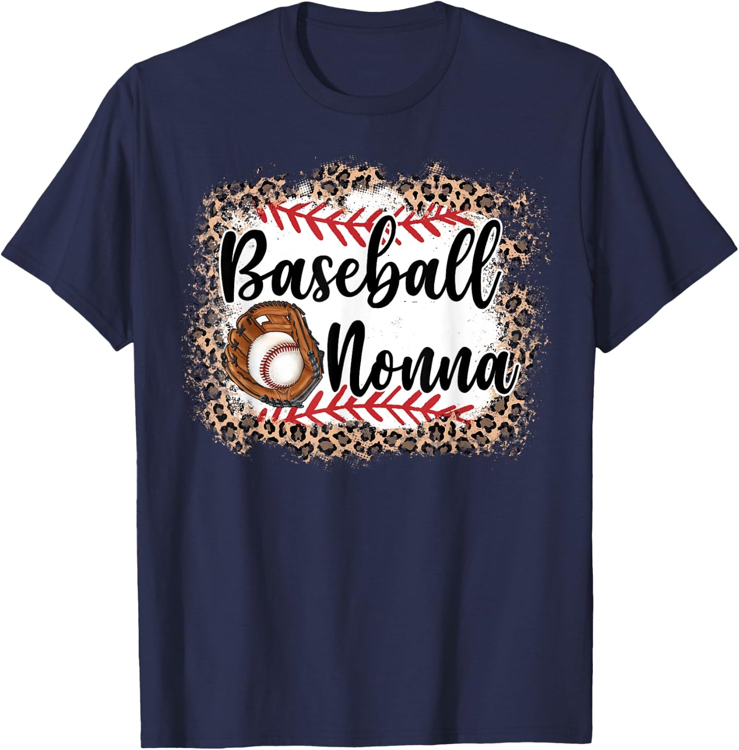 Vintage Baseball Nonna Leopard Baseball Pride T-Shirt - T-Shirt | Navy