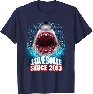 12th Birthday Jawesome Since 2013 Shark 12 Years Old T-Shirt - T-Shirt | Navy