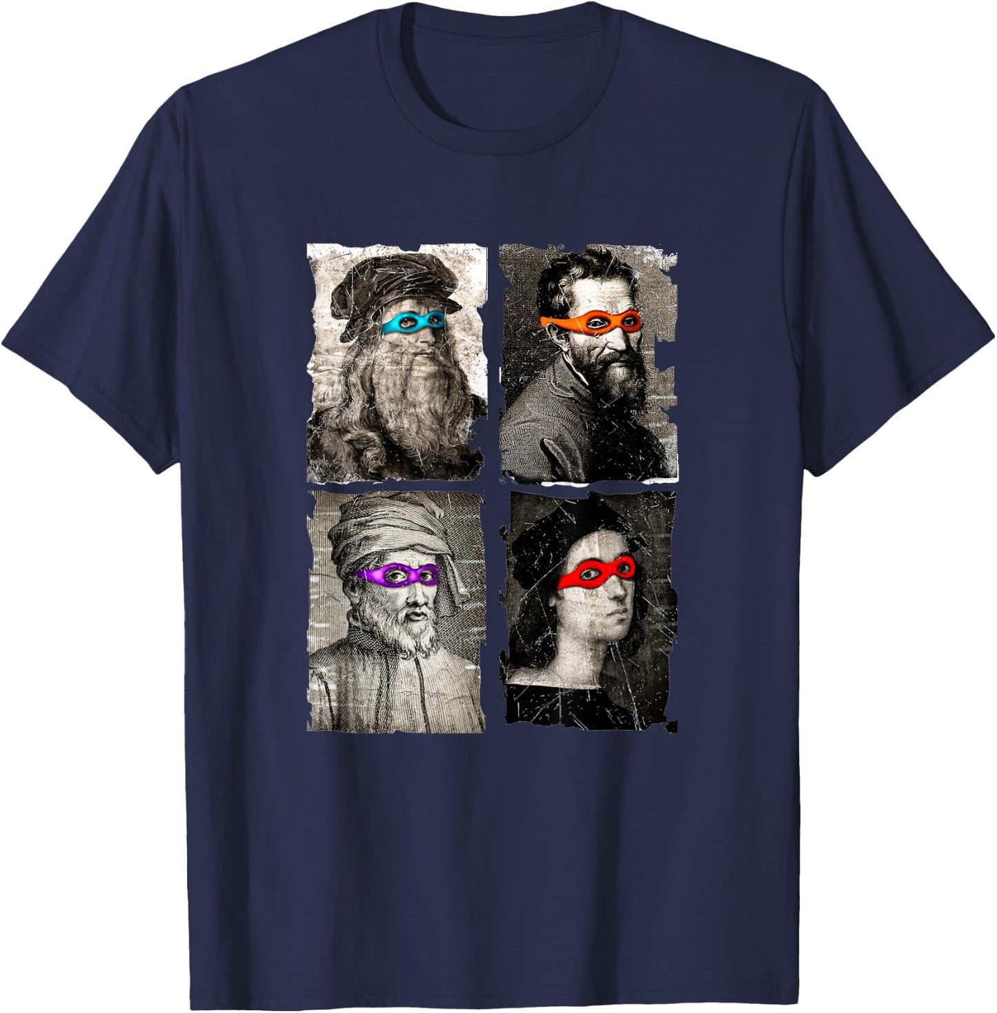 Artists Renaissance Heroes Fun Humor Design T-Shirt - T-Shirt | Navy
