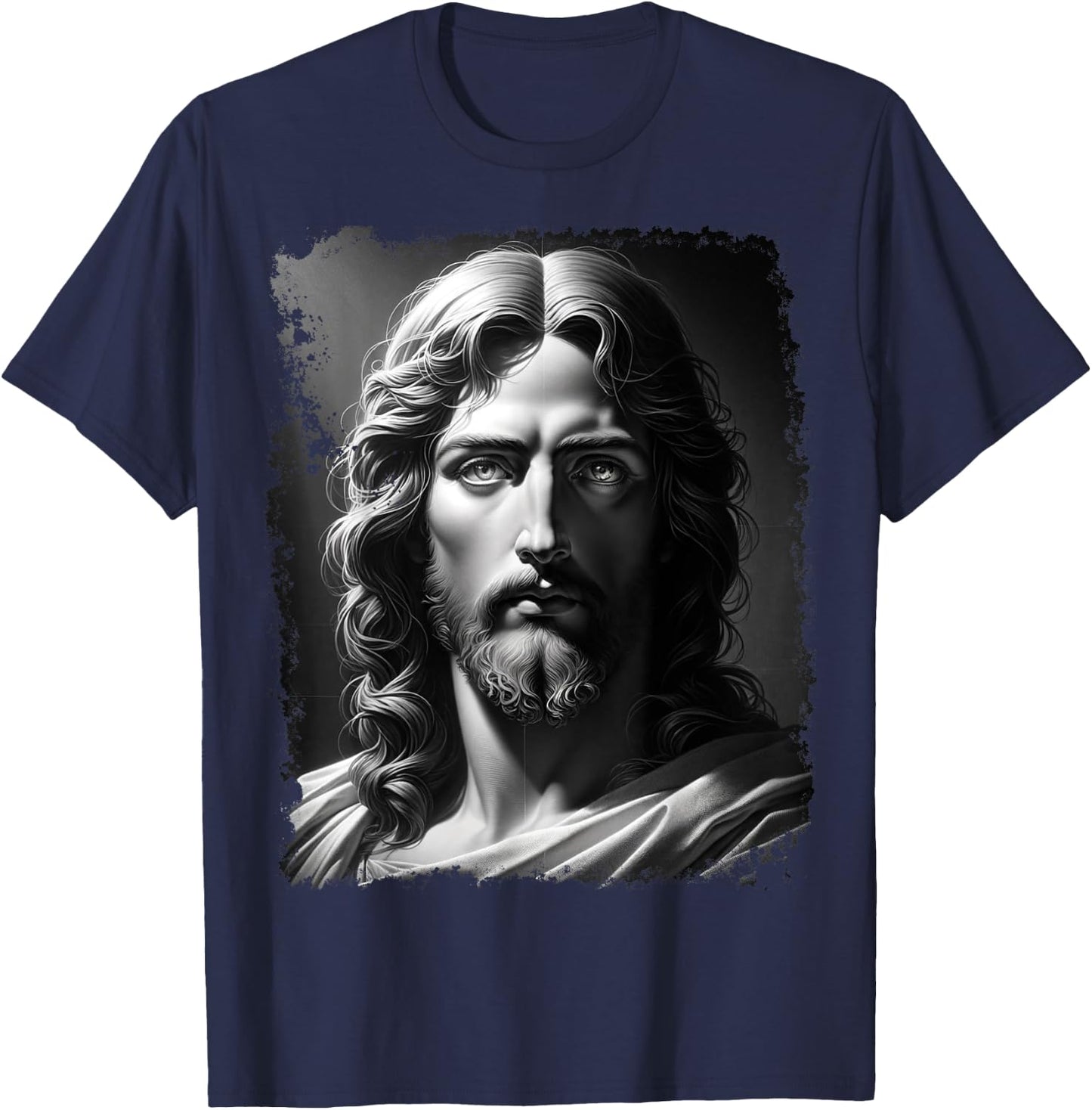 Jesus Christ Black White T-Shirt - T-Shirt | Navy