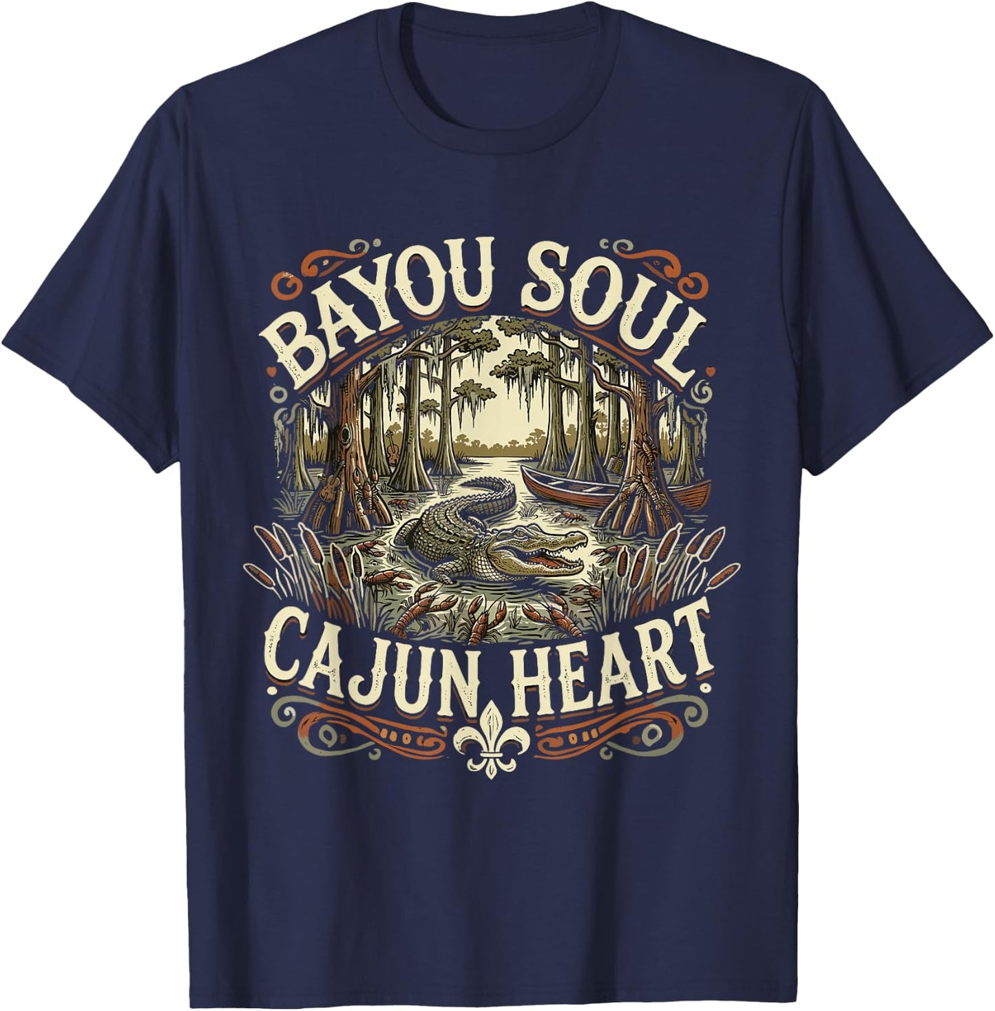 Bayou Heart Cajun Soul T-Shirt - T-Shirt | Navy