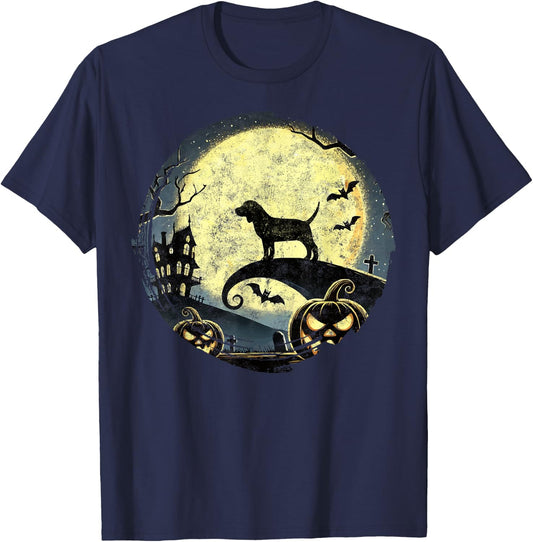 Beagle Halloween Spooky Moon Dog Lover Beagle Dad T-Shirt - T-Shirt | Navy