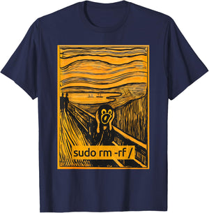 The Scream of Linux - Linux Scream Tux Opensource Tech Humor T-Shirt - T-Shirt | Navy
