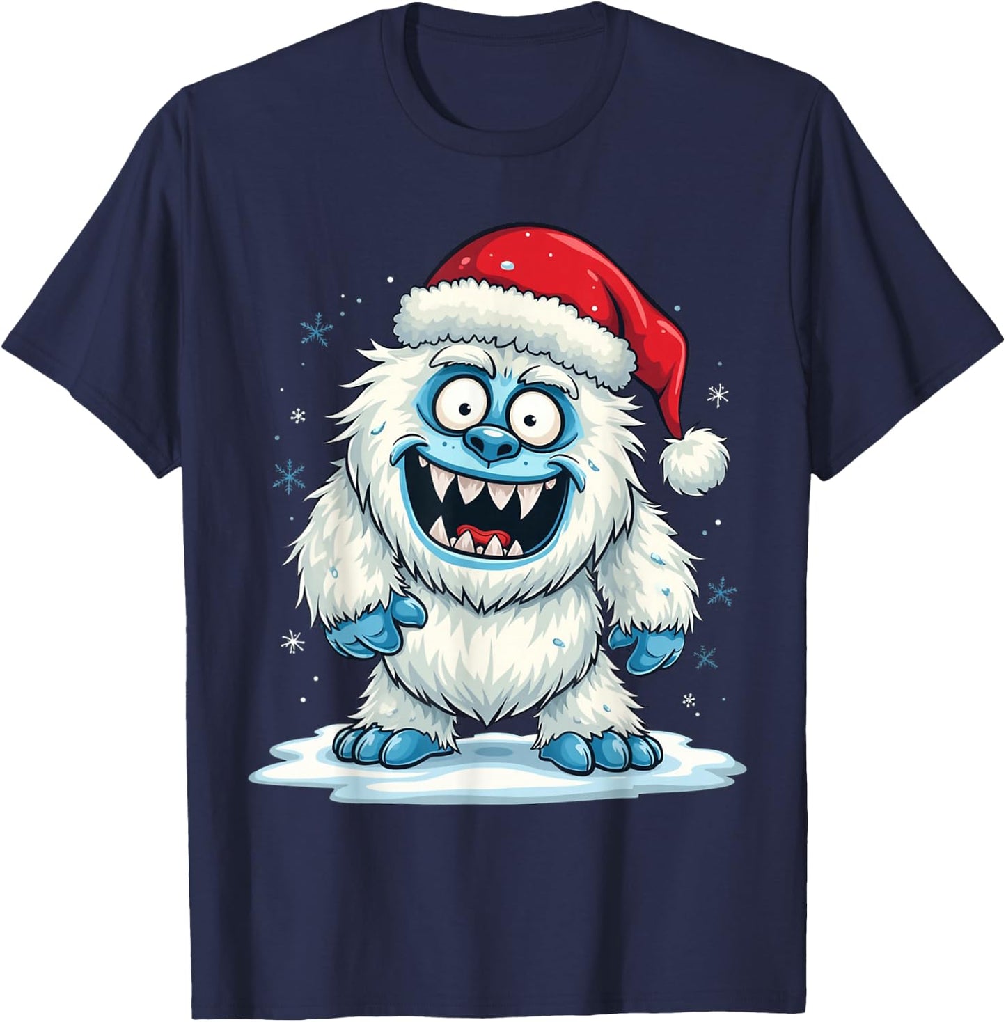 Yeti Xmas Abominable Snowman Bigfoot Funny Christmas Monster T-Shirt - T-Shirt | Navy