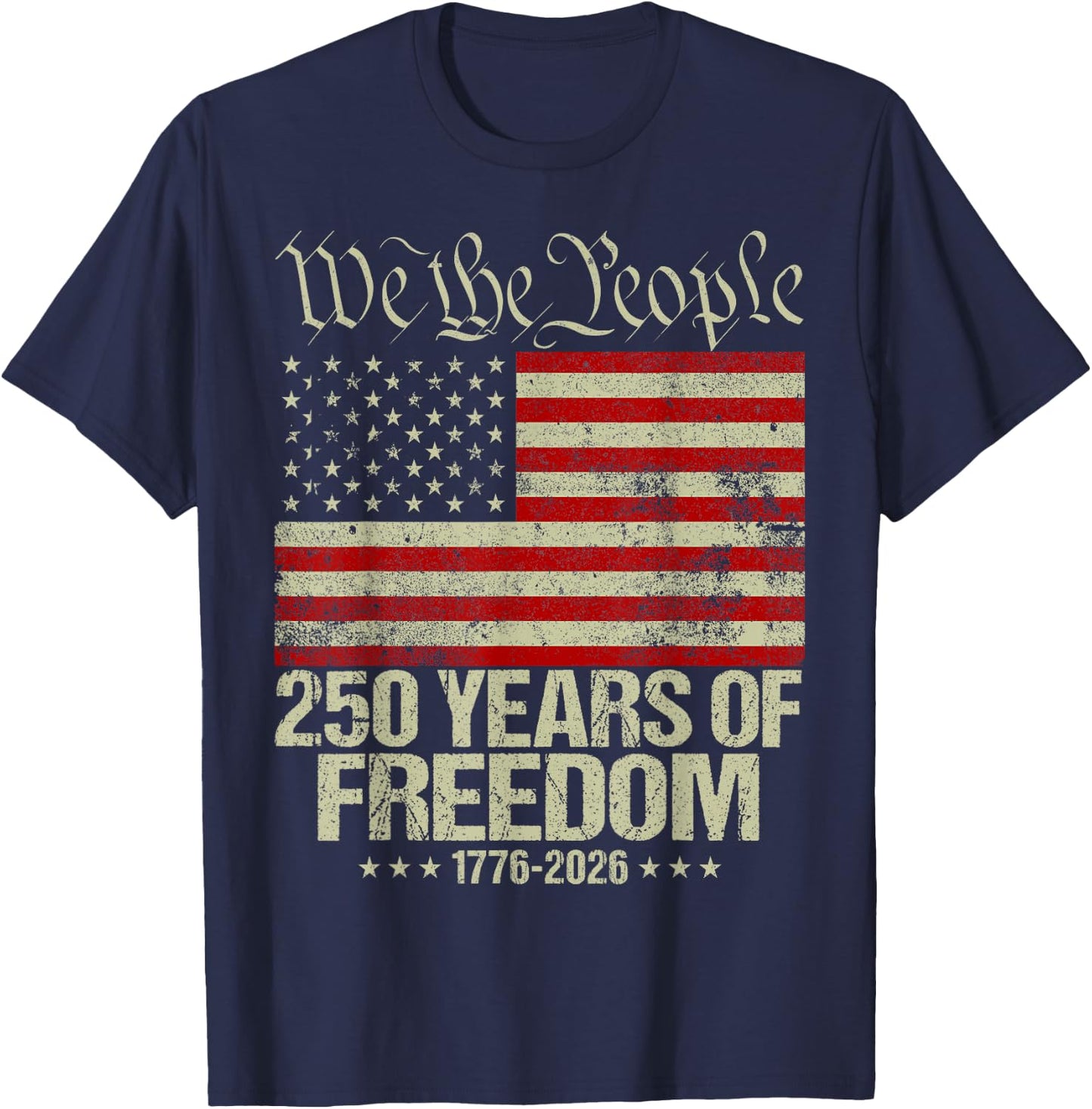 Drapeau américain Vieilli 250e Anniversaire T-Shirt - T-Shirt | Navy