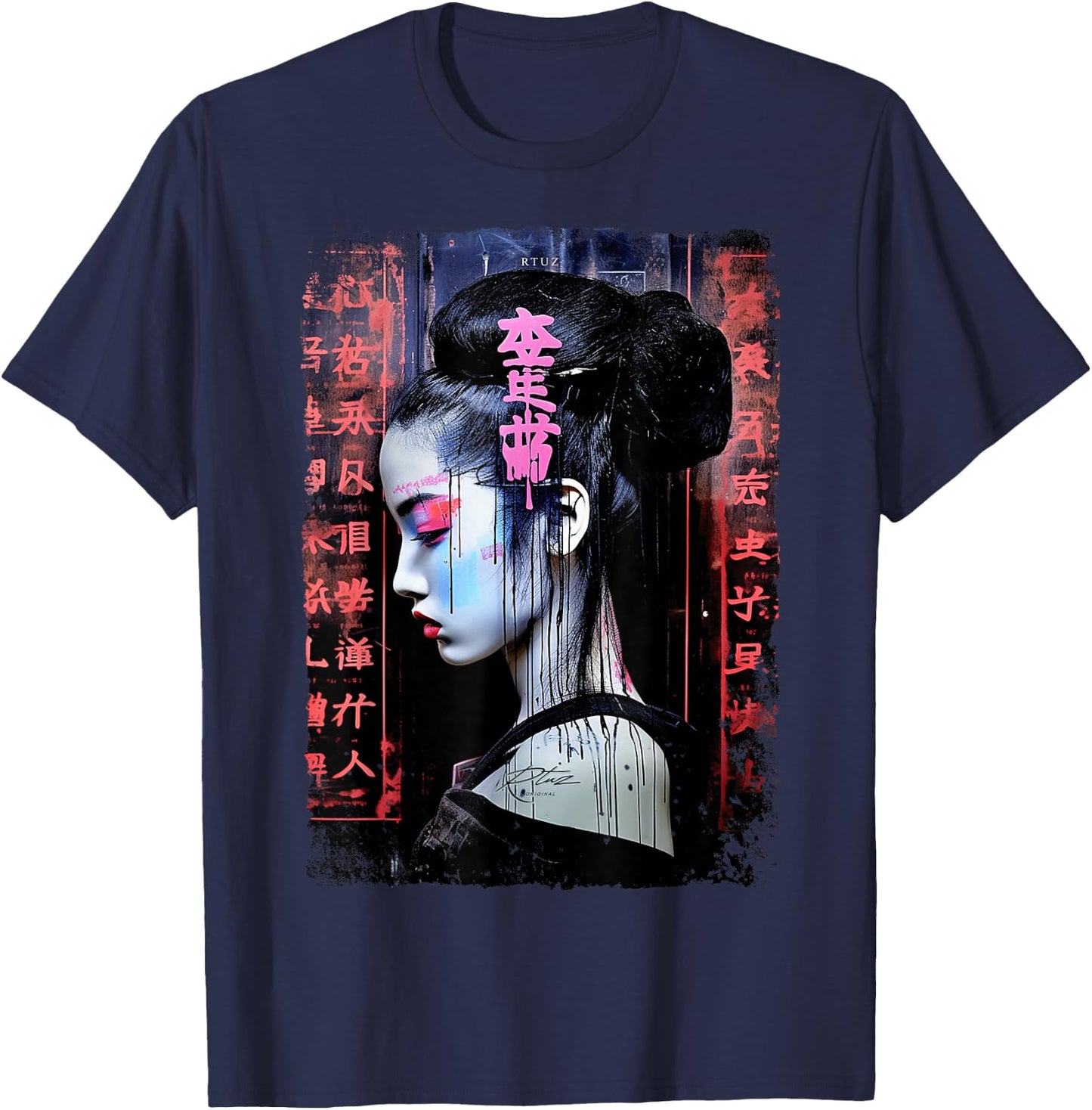 Geisha Asia Japan Woman Vintage Culture Tokyo Geisha , black T-Shirt - T-Shirt | Navy