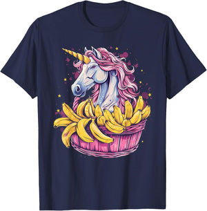 Banana Unicorn Portrait Bananas Fruit Artwork Banana Lover T-Shirt - T-Shirt | Navy