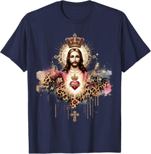 Sacred Heart of Jesus Catholic Devotion Faith T-Shirt - T-Shirt | Navy