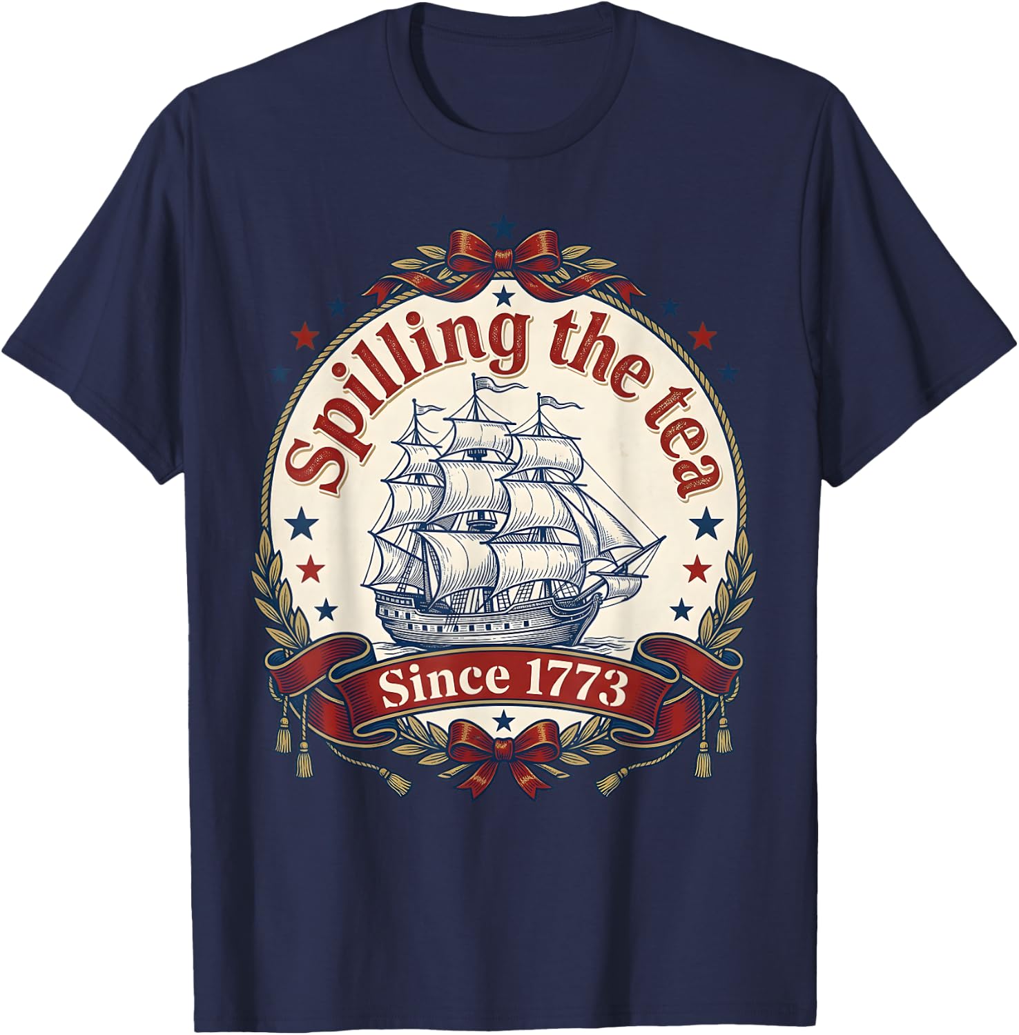 Spilling The Tea Since 1773 Vintage Us History Teacher T-Shirt - T-Shirt | Navy