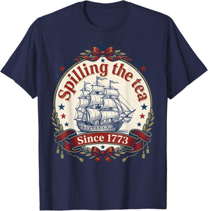 Spilling The Tea Since 1773 Vintage Us History Teacher T-Shirt - T-Shirt | Navy
