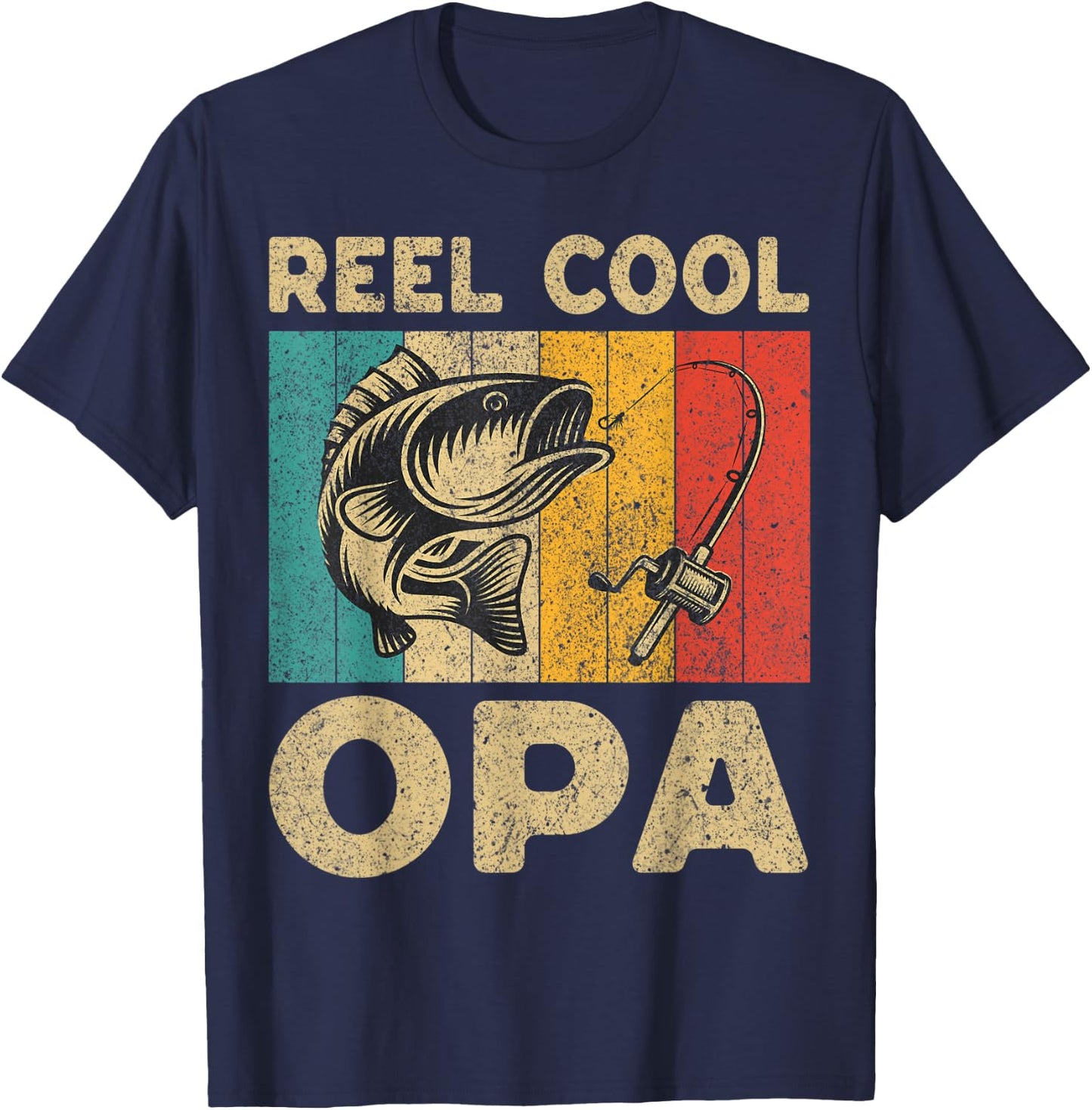 Father's Day Present Funny Fishing Reel Cool Opa T-Shirt - T-Shirt | Navy
