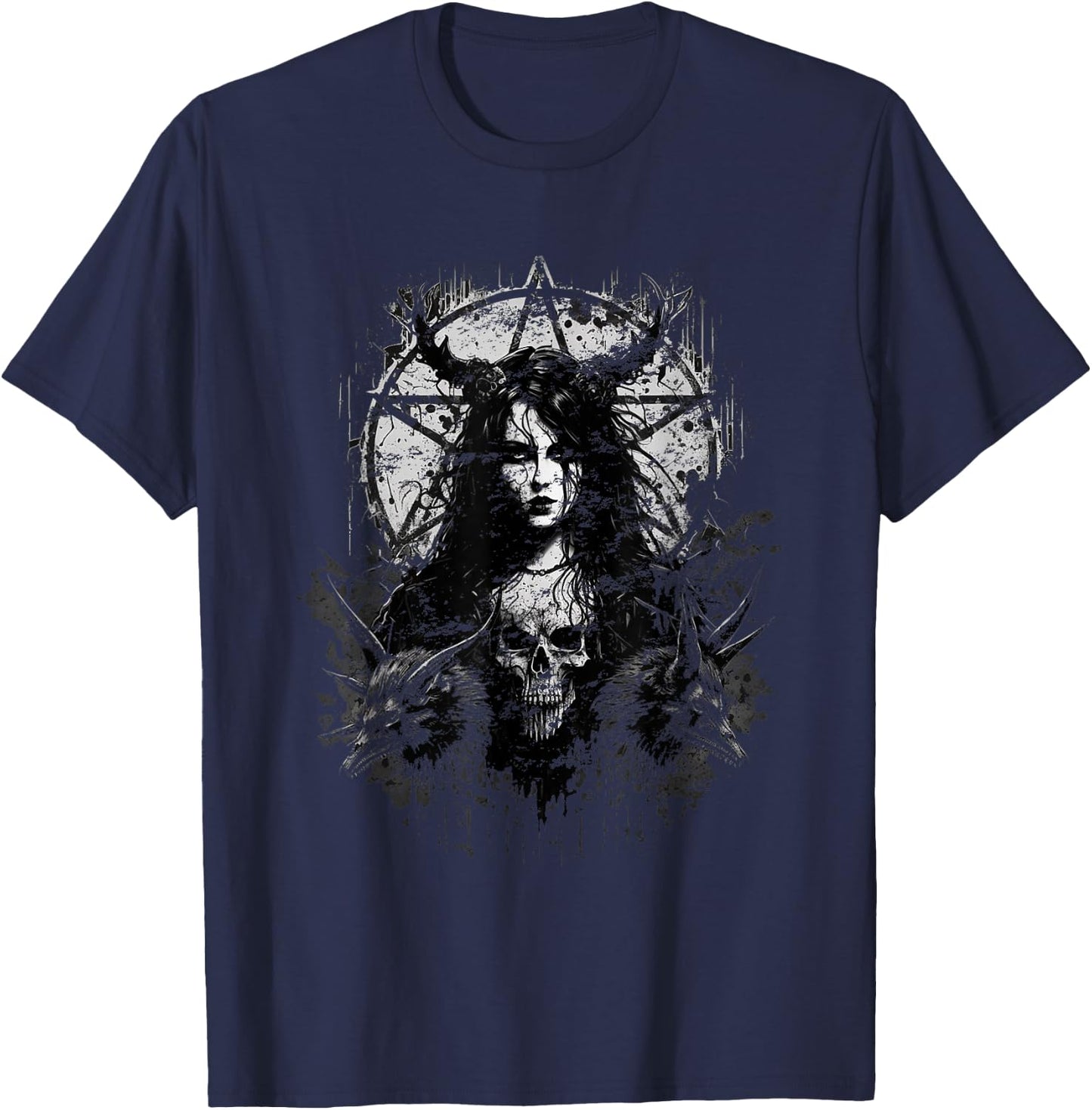 Gothic Aesthetic Satanic Grunge Dark Magic T-Shirt - T-Shirt | Navy