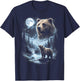 Grizzly Bear Howling at Moon 90's Retro T-Shirt - T-Shirt | Navy