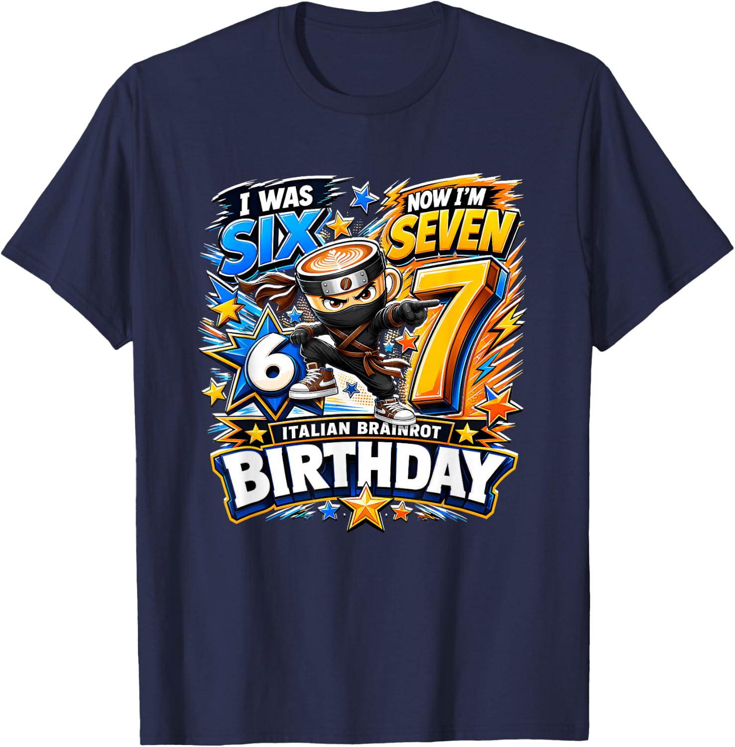 I was 6 Now I'm 7 7th Birthday 6 7 Birthday Boys T-Shirt - T-Shirt | Navy