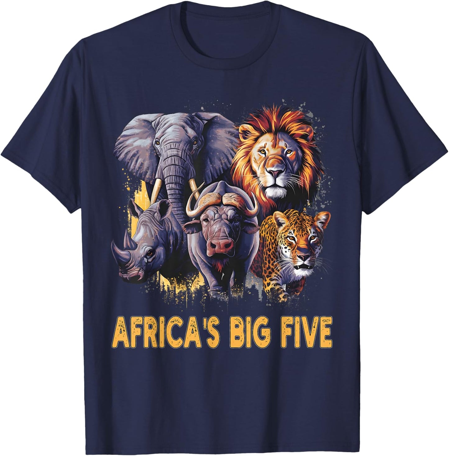 Big 5 Wildlife South Africa Safari Africa's Big Five , black T-Shirt - T-Shirt | Navy