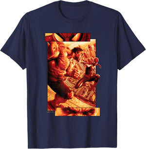 Marvel Spider-Man: New Day Hulk vs Spidey Split Panels T-Shirt - T-Shirt | Navy