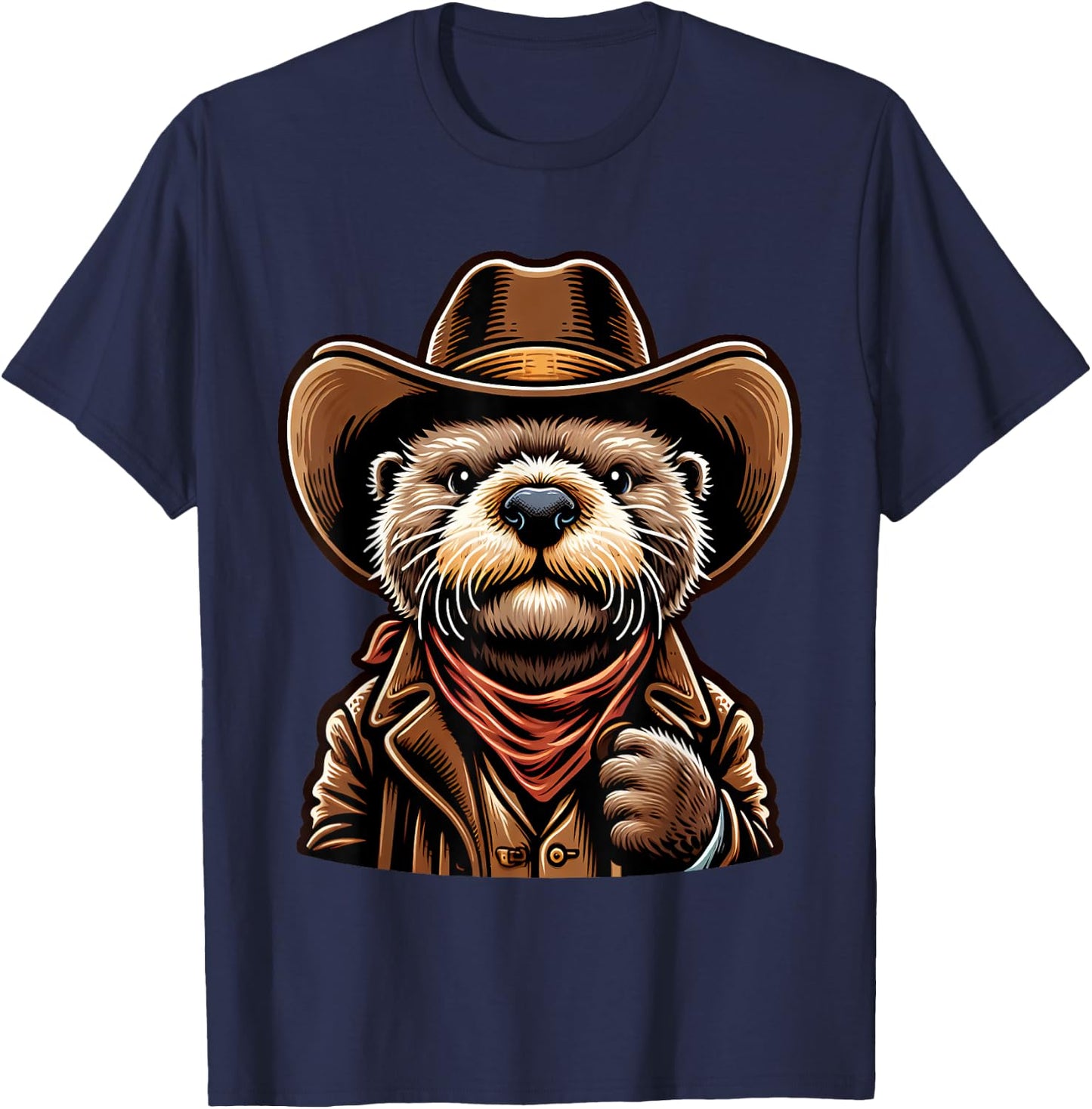 Wild West Otters Funny Cowboy Sea Otter T-Shirt - T-Shirt | Navy