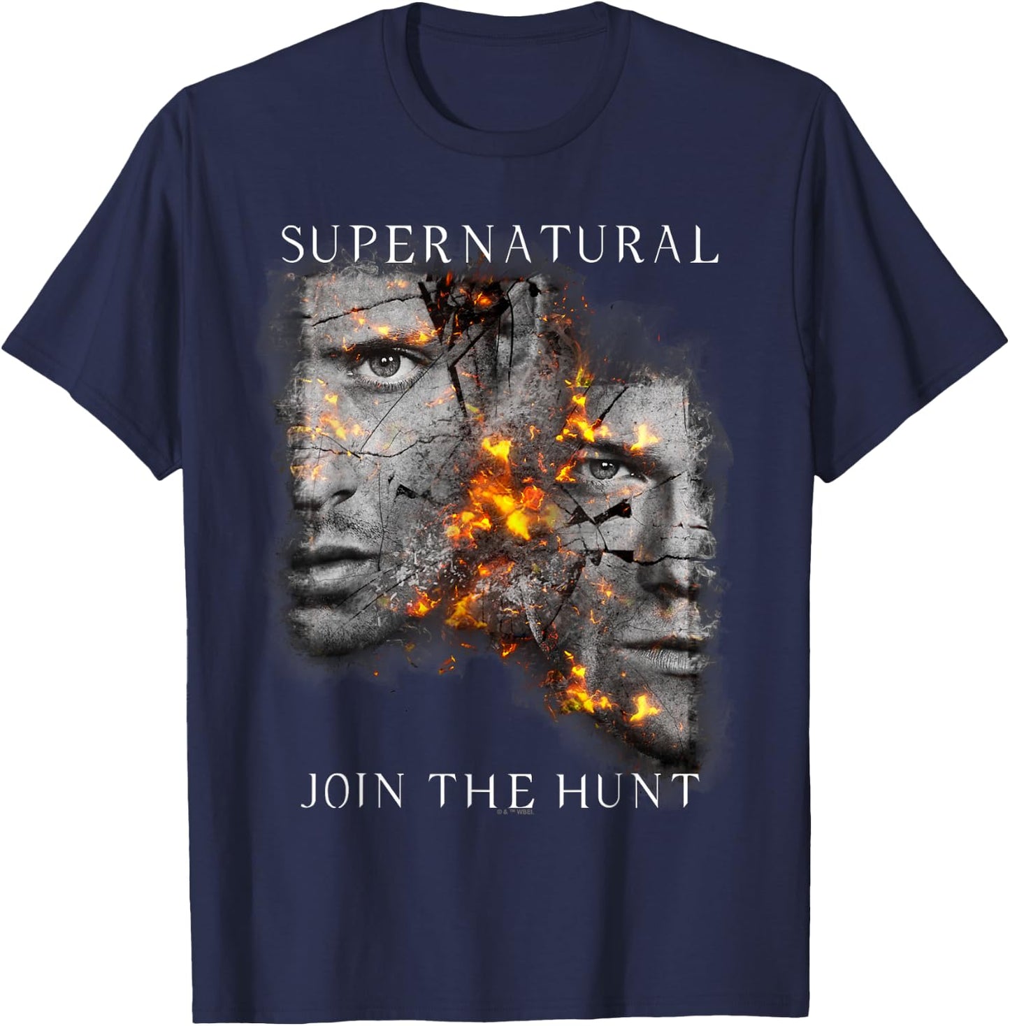Supernatural Sam Dean Cracking Portraits T-Shirt - T-Shirt | Navy