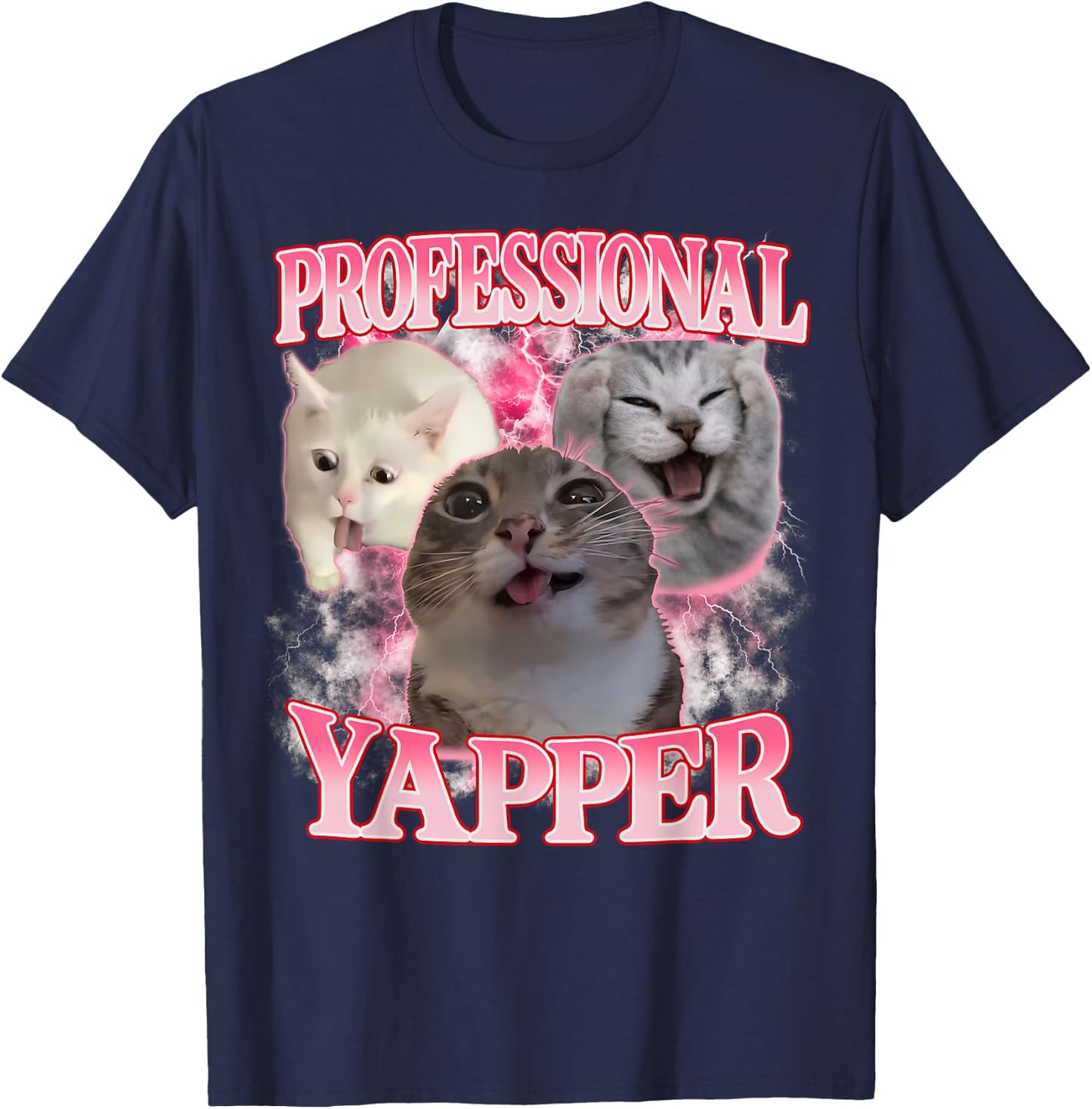 Professional Yapper Cat Funny Oddly Specific Dank Cat Meme T-Shirt - T-Shirt | Navy