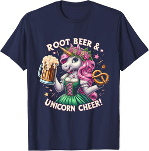 German Drindl Unicorn Beer Pretzel Funny Oktoberfest Party T-Shirt - T-Shirt | Navy