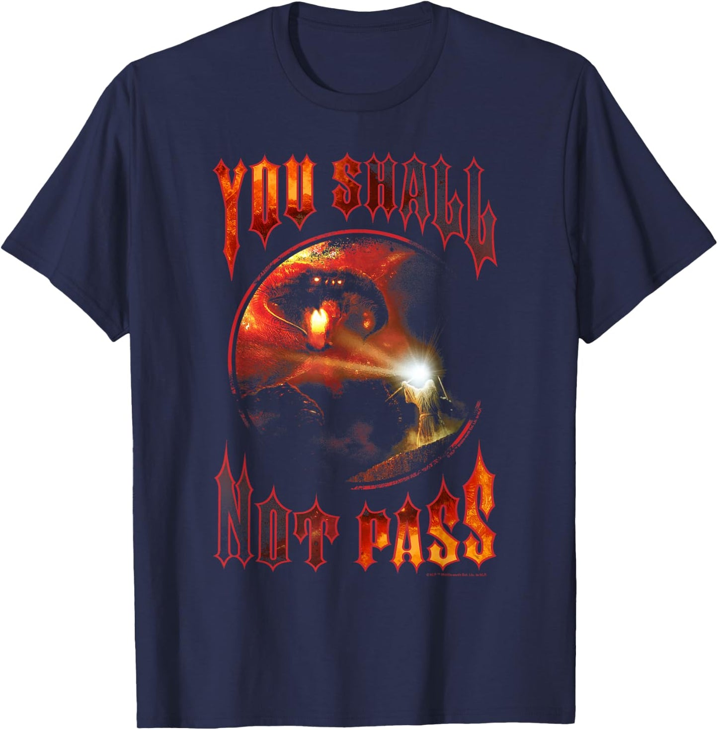 The Lord of The Rings You Shall Not Pass Epic Gandalf Shot T-Shirt - T-Shirt | Navy