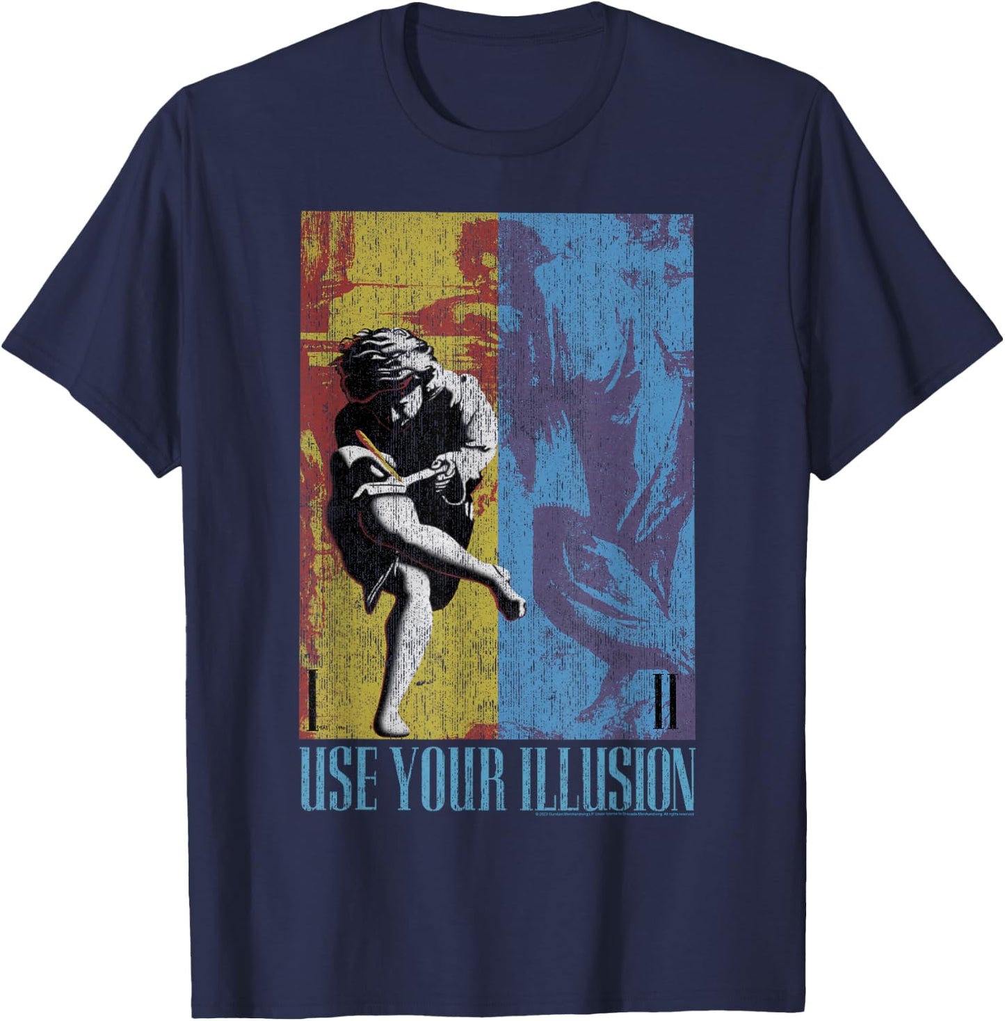 Guns 'n' Roses Double Illusion Rock Music Band , black T-Shirt - T-Shirt | Navy