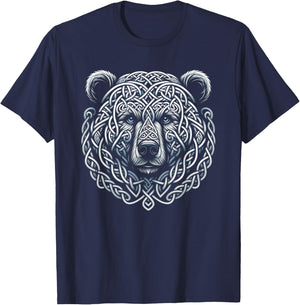 Berserker Bear Head Celtic Tribal Knot Viking T-Shirt - T-Shirt | Navy