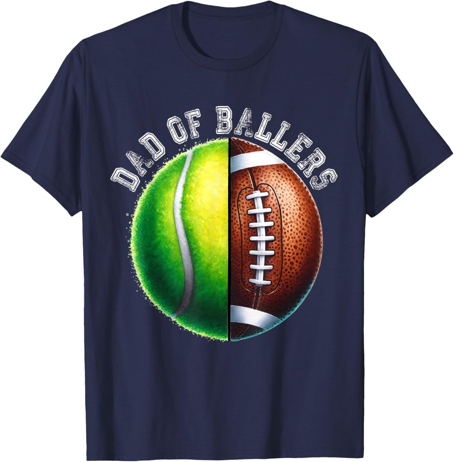 Dad of Ballers Tennis Football Player Coach Father's Day T-Shirt - T-Shirt | Navy