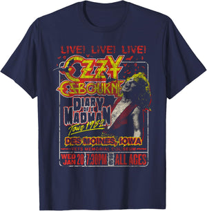 Ozzy Osbourne Diary Tour des Moines Iowa T-Shirt - T-Shirt | Navy