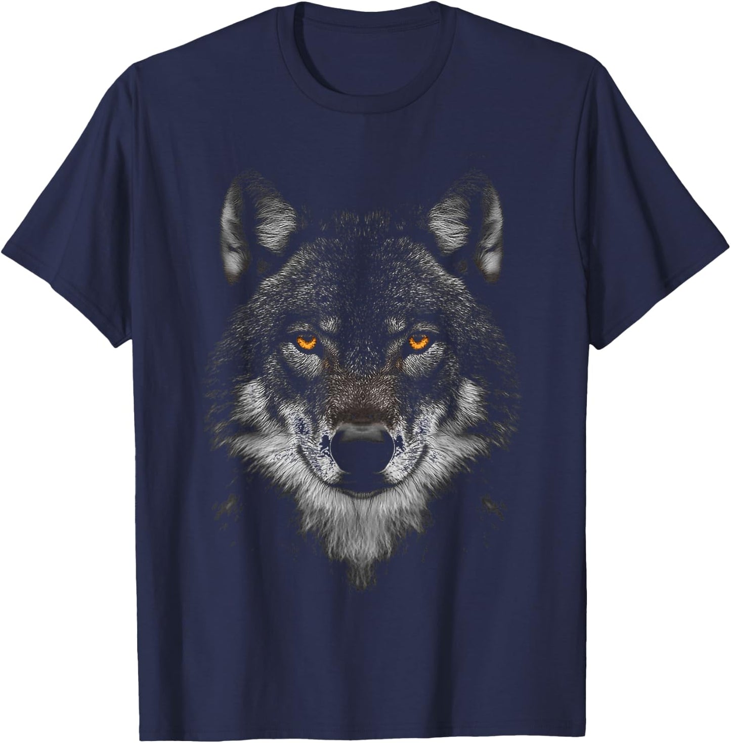 Wolf Animal Motif Artwork Wolf , black T-Shirt - T-Shirt | Navy