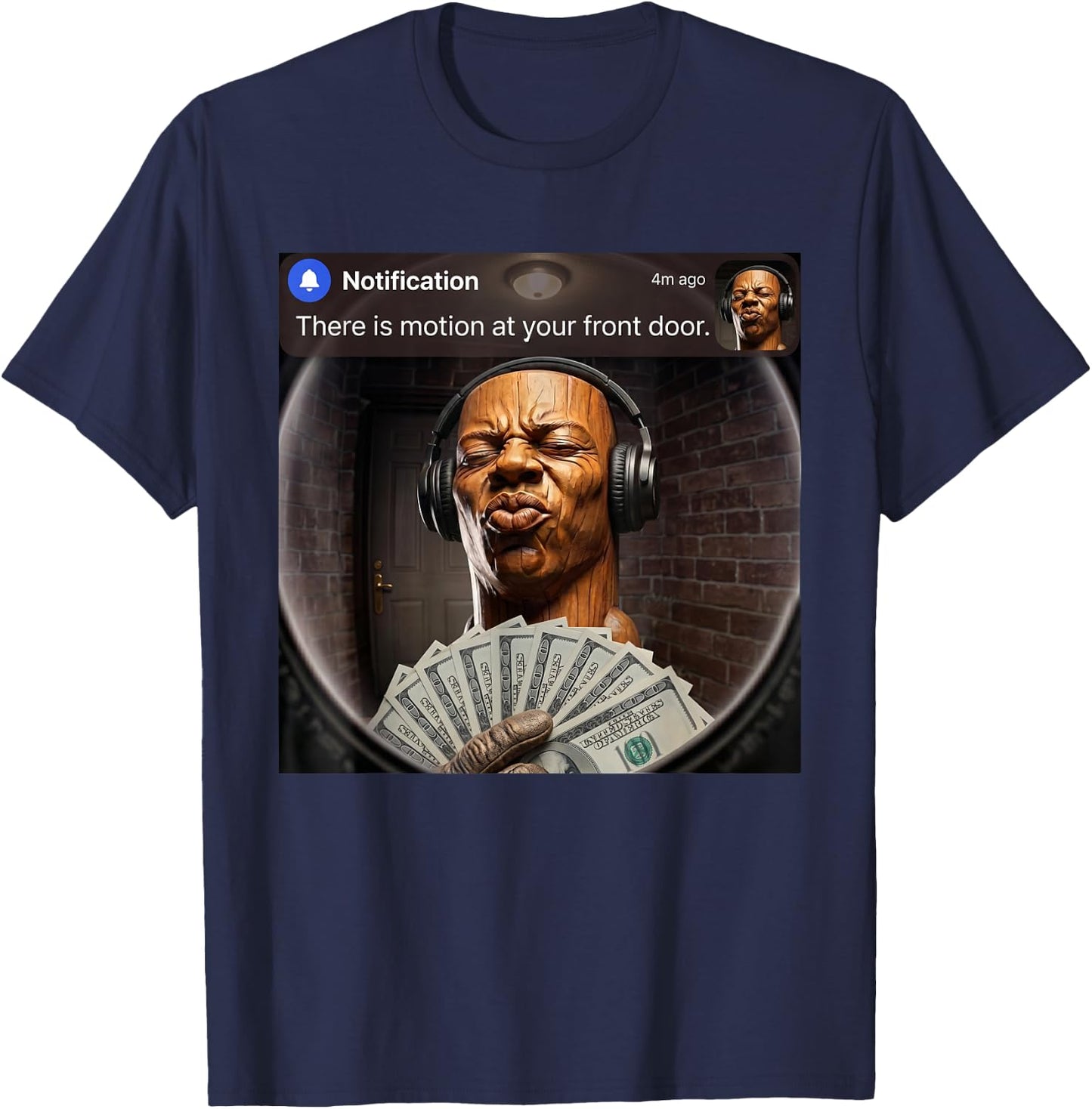 There is Motion at Your Front Door Speed Tung Sahur Meme T-Shirt - T-Shirt | Navy