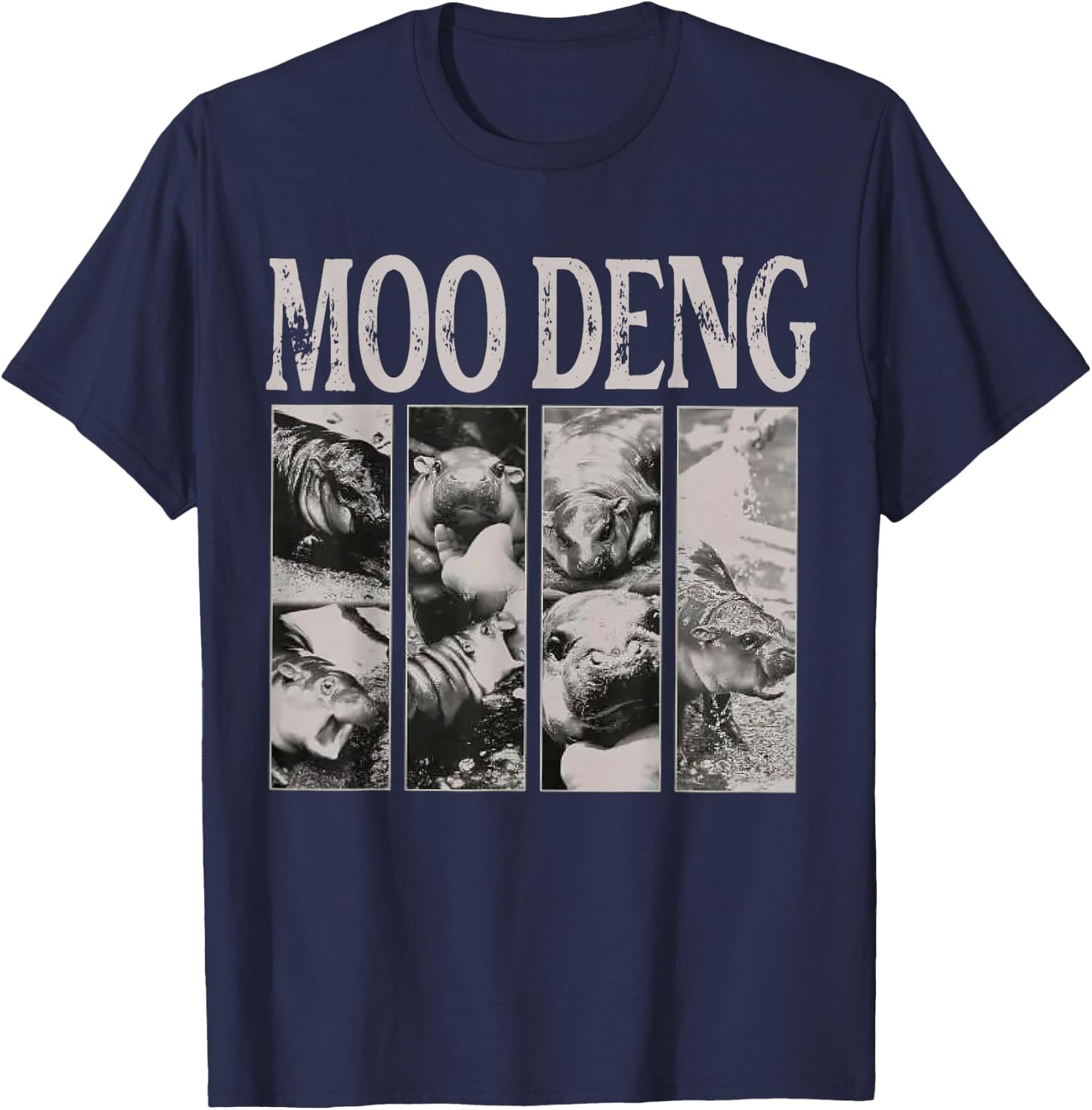 Retro In My Moo Deng Moo Deng Lover Cute Hippo Clothing T-Shirt - T-Shirt | Navy