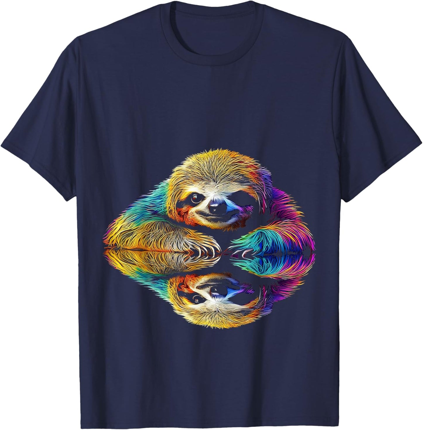 Faultier Abstrakt Niedlich Tier Bunte Kunst Grafik Faultier T-Shirt - T-Shirt | Navy