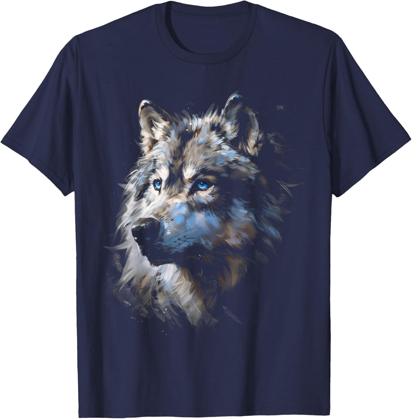 Alpha Wolf Dark Fantasy Art Graphic Blue Eyes Wolf Lovers , black T-Shirt - T-Shirt | Navy