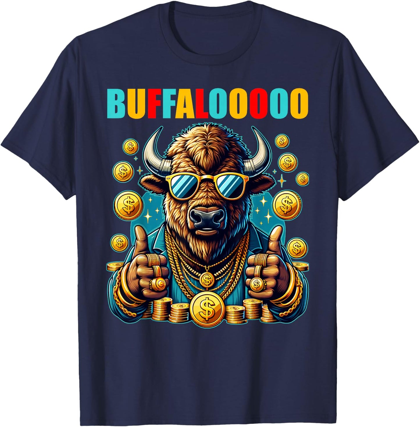 Lucky Buffalo Casino Slot Machine BUFFALOOOOO Gambling T-Shirt - T-Shirt | Navy