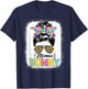 Mama Bunny Shirt Easter Mom Messy Bun Leopard T-Shirt - T-Shirt | Navy