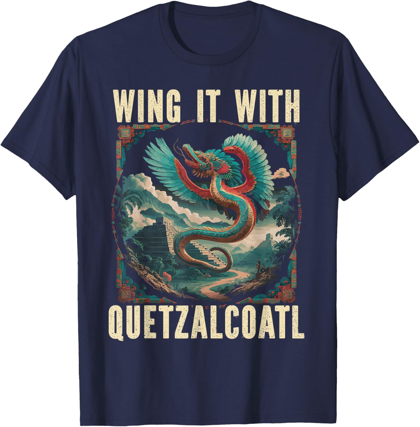 Aztec God Aztec Culture Mayan Indigenous Quetzalcoatl T-Shirt - T-Shirt | Navy