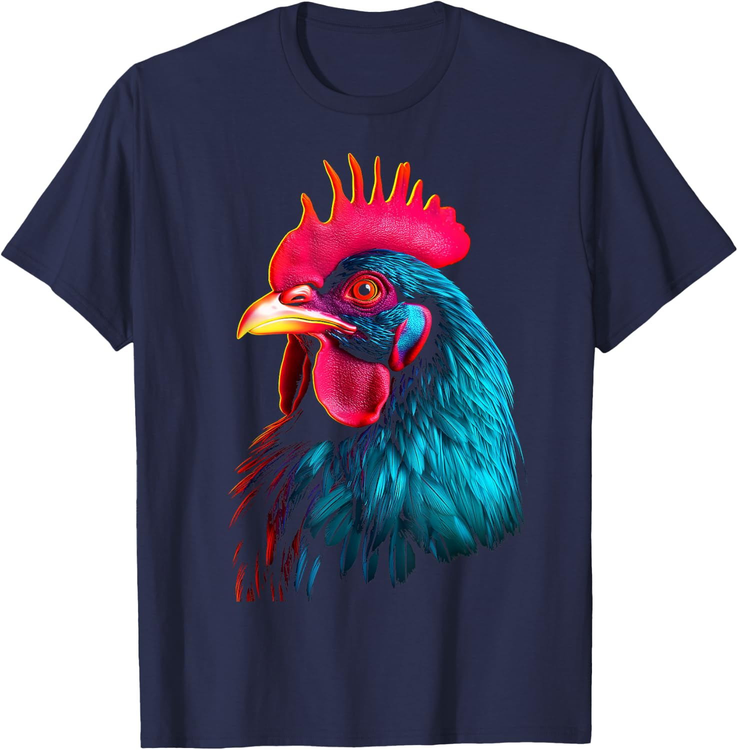 Chicken Animal Motif Illustration Chicken T-Shirt - T-Shirt | Navy