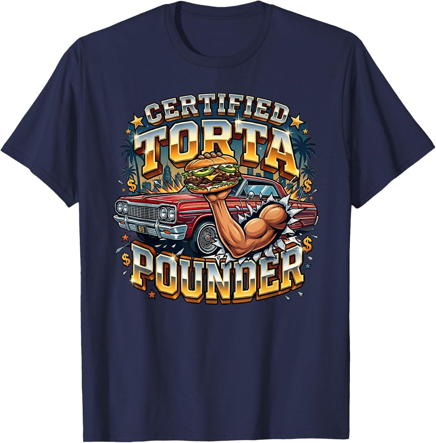 Certified Torta Pounder Funny T-Shirt - T-Shirt | Navy